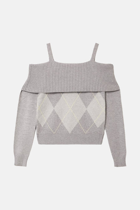 Pull col O - gris