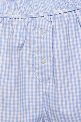 Short bleu de TALLY WEIJL avec un motif à carreaux et une fermeture à bouton.