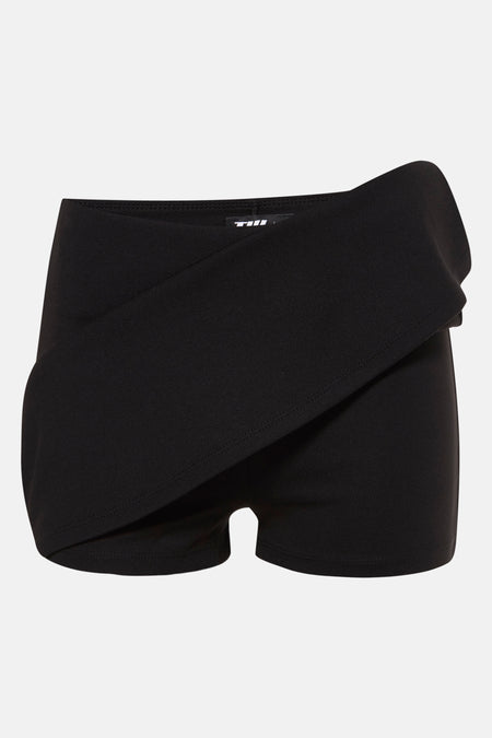 Jupe courte noire de TALLY WEIJL, avec un détail plissé à l'avant.