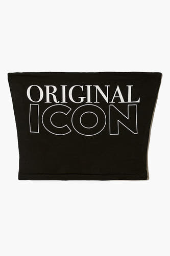 T-shirt noir sans manches de TALLY WEIJL avec imprimé texte 'Original Icon' blanc.