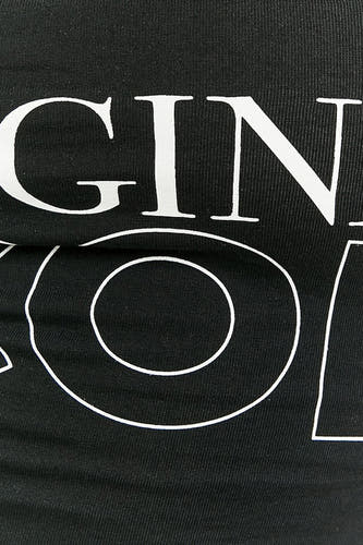 T-shirt sans manches noir de TALLY WEIJL, avec des lettres blanches et une texture rayée.