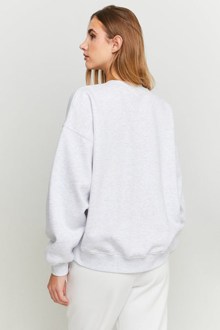 Pull-over gris de TALLY WEIJL, vue arrière, associé à un pantalon blanc.