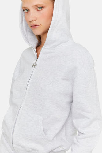 Gilet gris TALLY WEIJL à manches longues, capuche, fermeture éclair et poches sur le devant.