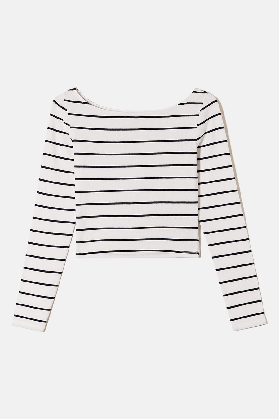 T-shirt blanc à manches longues et rayures de TALLY WEIJL, avec encolure ronde.