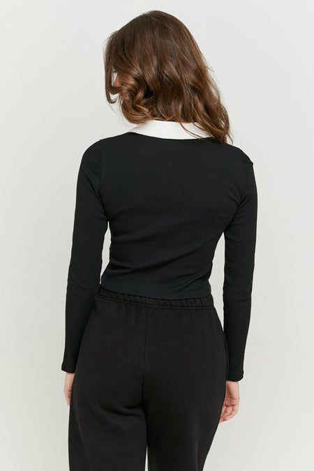 Polo à manches longues - noir