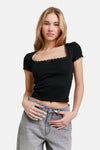 Top uni manche courte Noir - TALLY WEIJL
