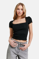 Top uni manche courte Noir - TALLY WEIJL