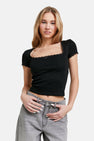 Top uni manche courte Noir - TALLY WEIJL