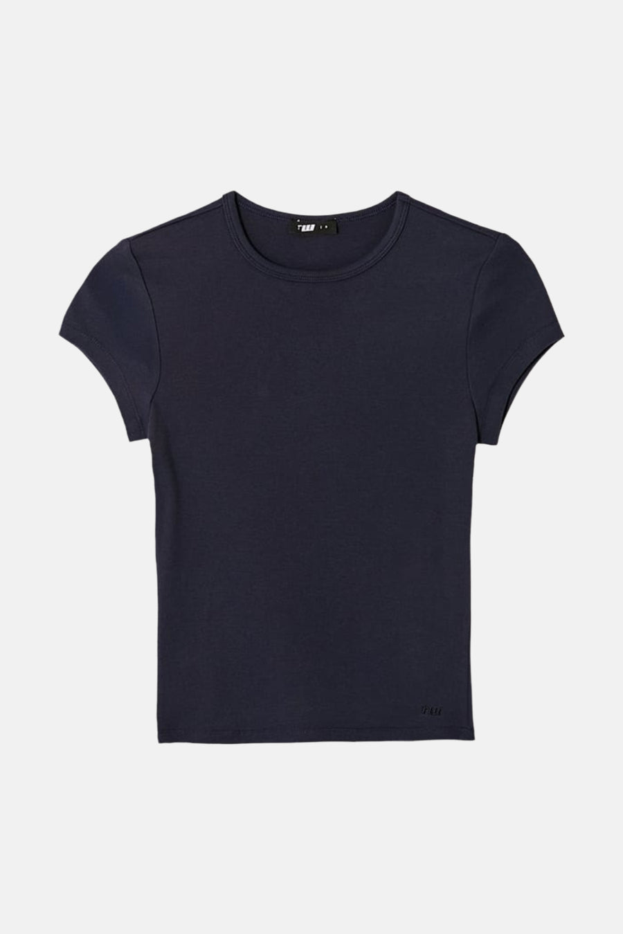 T-shirt bleu à manches courtes de TALLY WEIJL, avec col rond, coupe ajustée et petit logo sur l'ourlet.