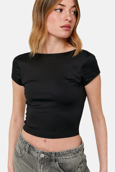 Top uni manche courte Noir - TALLY WEIJL