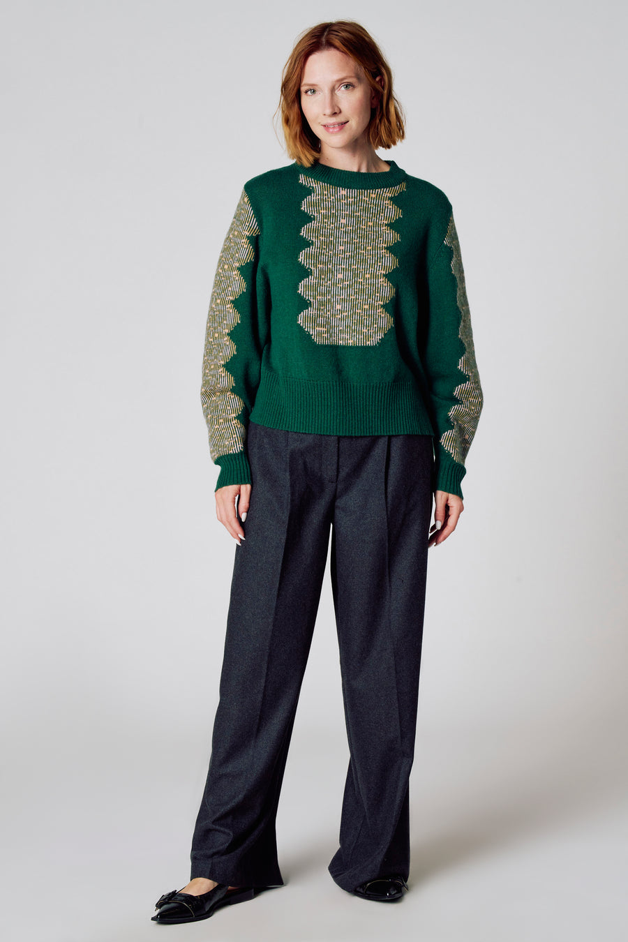 Pull à col rond - vert - Clouds of Fashion