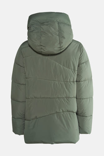 Manteau court vert de HAILYS, avec un capuchon et un design en fourrure.