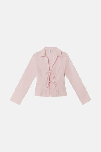 Chemise rose à manches longues de TALLY WEIJL, avec un design à carreaux et un détail de côtes devant.