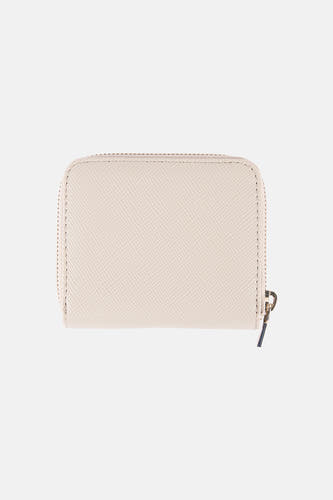 Beige portemonnee van Guess, met rits en een subtiele textuur.