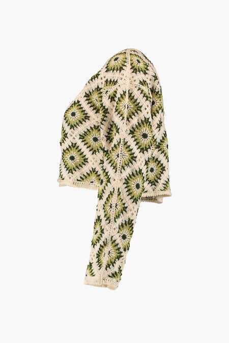 T-shirt vert avec col rond de HAILYS, avec un motif tricoté de granny squares.