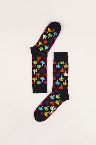 Chaussettes multicolores de Happy Socks avec un motif de pouces dirigés vers le haut et le bas.