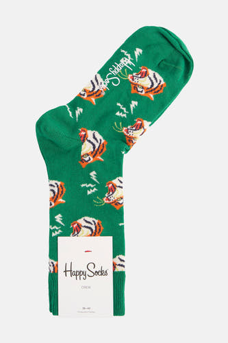 Chaussettes vertes Happy Socks à imprimé tigre et éclairs.