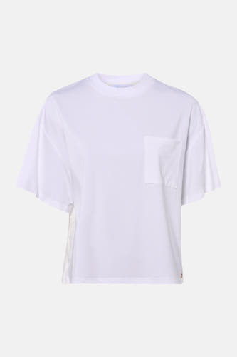 Witte korte mouwen t-shirt met borstzakje van ADORE, voorzien van zijden detail aan zijkant, front view