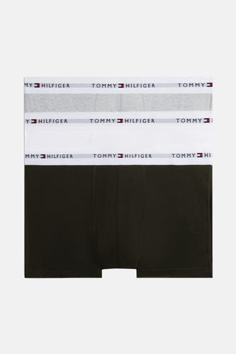 Meerkleurige boxershorts van TOMMY JEANS, in een set van grijs, wit en kaki, met logoband.
