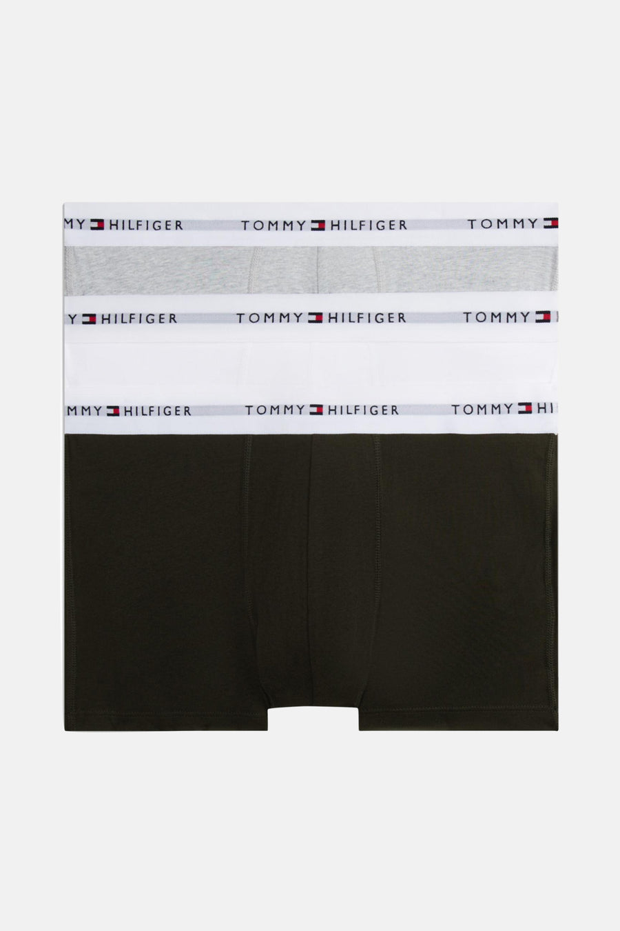 Ondergoed van Tommy Hilfiger in grijs, wit en kaki.