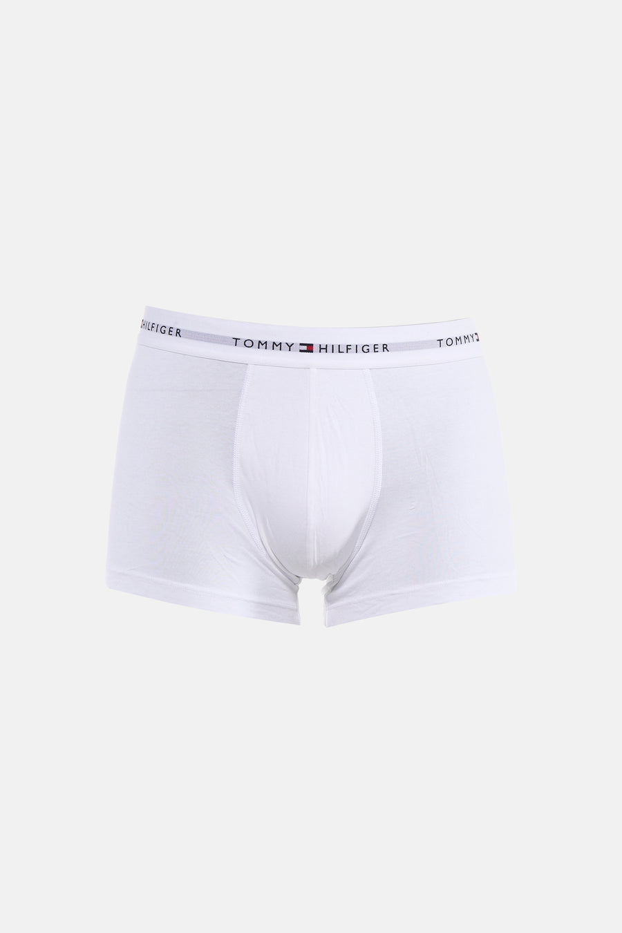Boxer blanc TOMMY JEANS avec une ceinture élastique grise avec inscription du logo.
