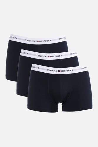 Boxer short bleu de TOMMY JEANS, avec ceinture élastique blanche à logo, vue arrière.