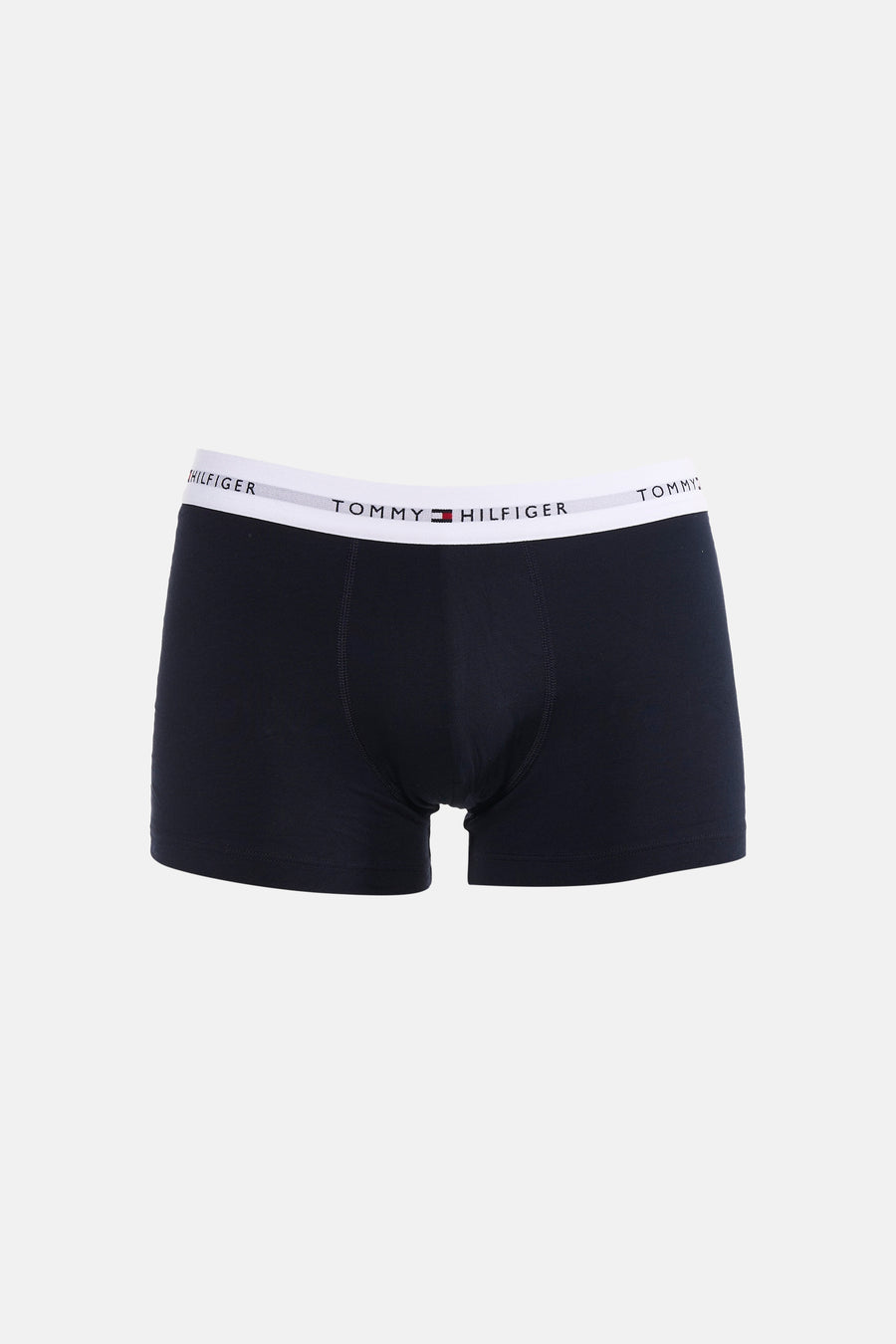 Boxer short bleu de TOMMY JEANS avec une ceinture élastique blanche avec logo de la marque.