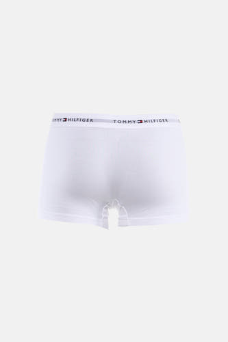 Boxer blanc TOMMY JEANS, avec ceinture élastique à logo et braguette ouverte.
