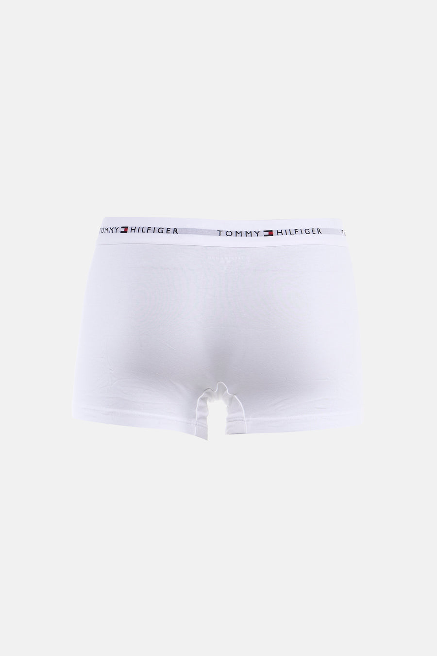 Boxer blanc TOMMY JEANS, avec ceinture élastique à logo et braguette ouverte.