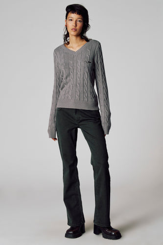Pull à col en V - gris