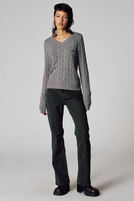 Pull à col en V - gris