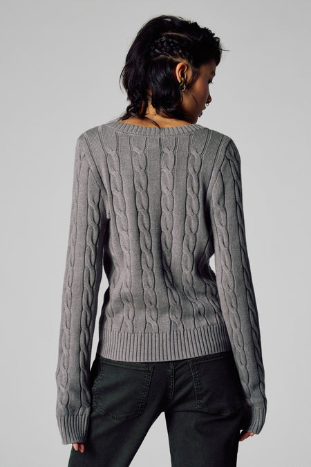 Pull à col en V - gris