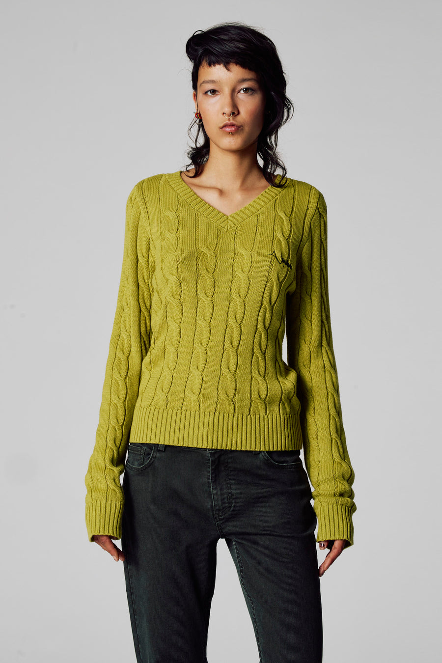 Pull à col en V - vert - Unwind