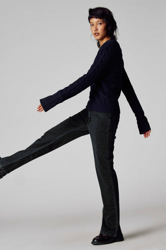 Pull à col en V - bleu - Unwind