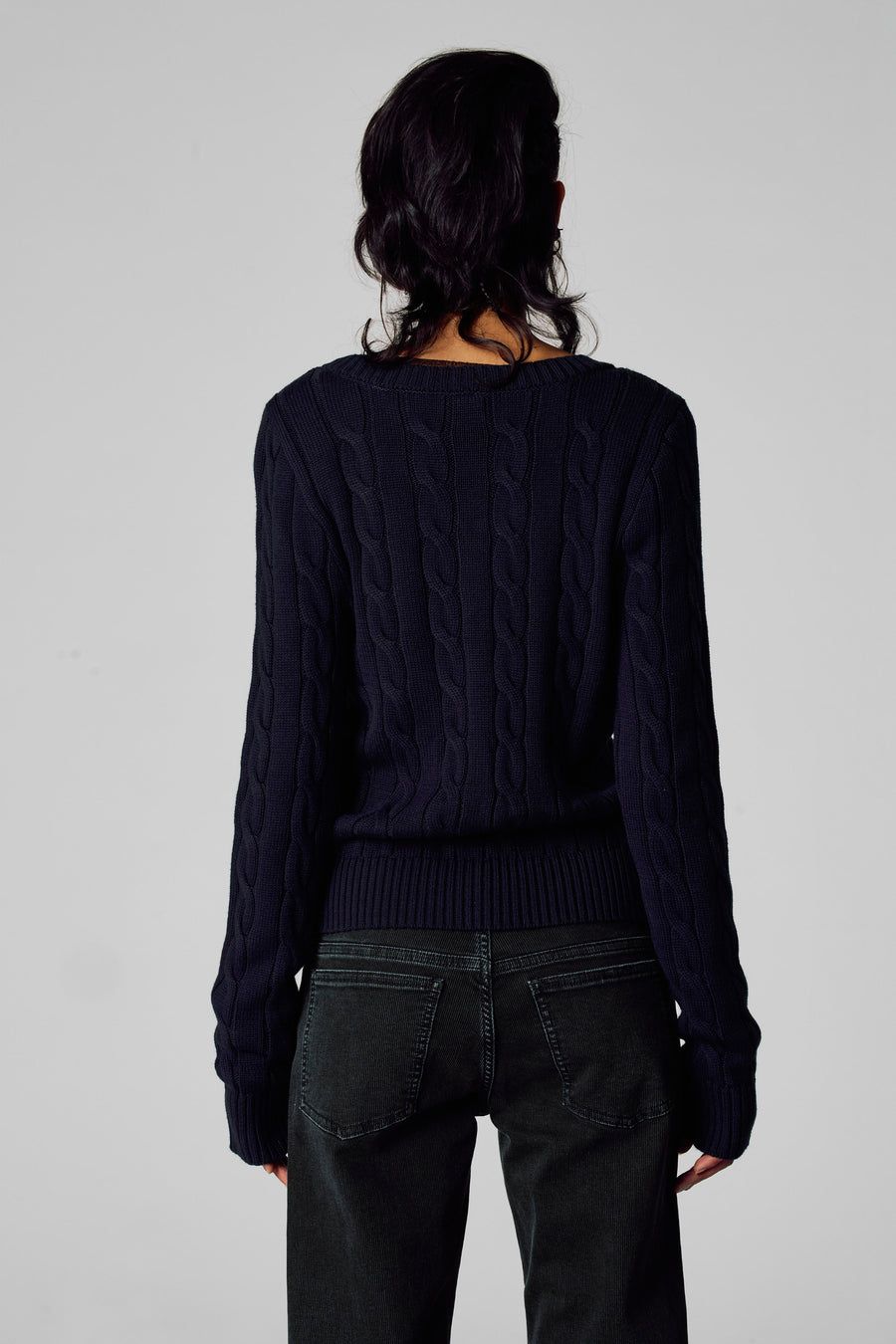 Pull à col en V - bleu - Unwind