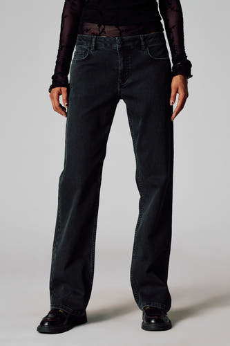 Grijze colorbroek van Unwind, met een subtiele ribstof textuur en losse pasvorm.