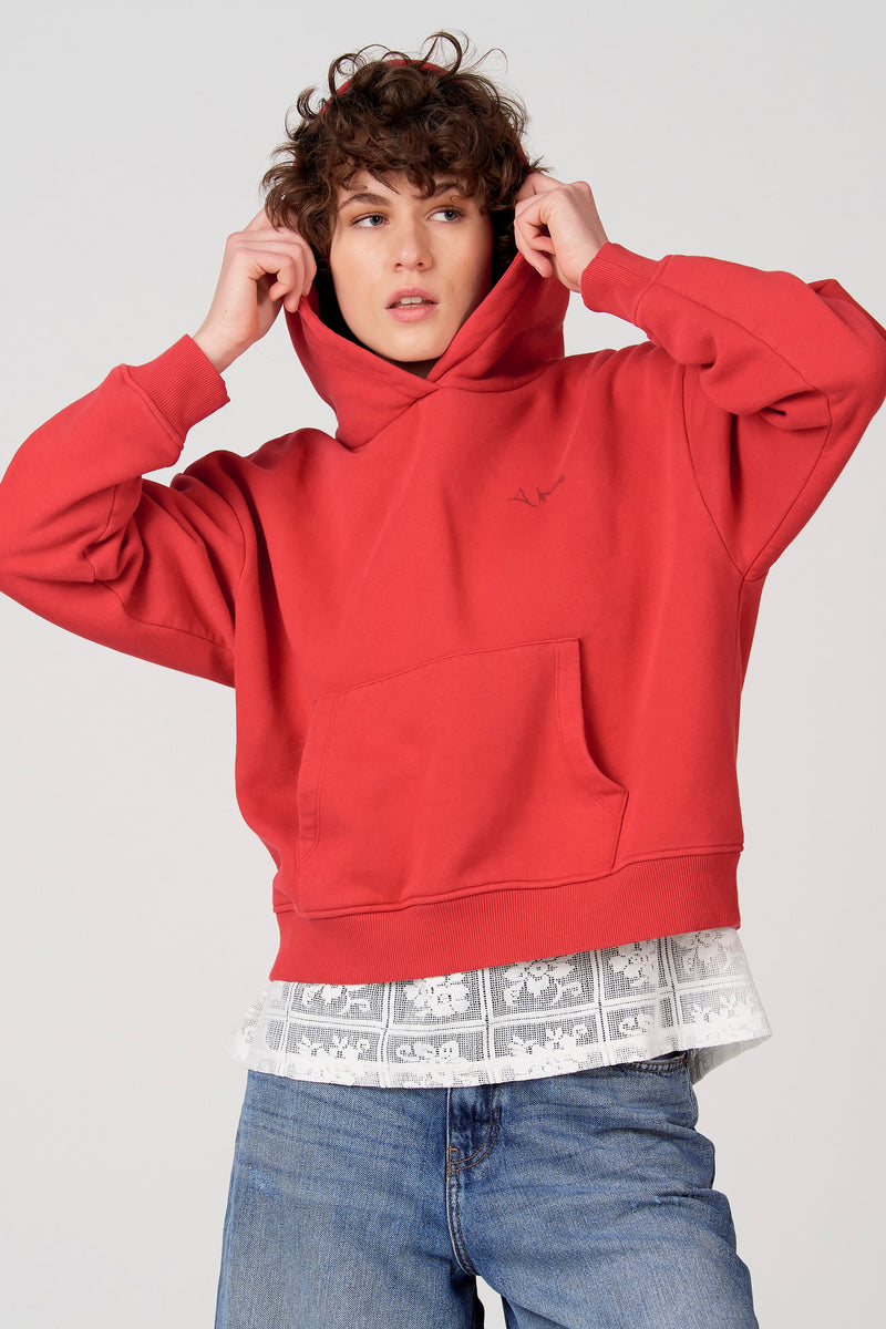 Sweat à capuche - rouge