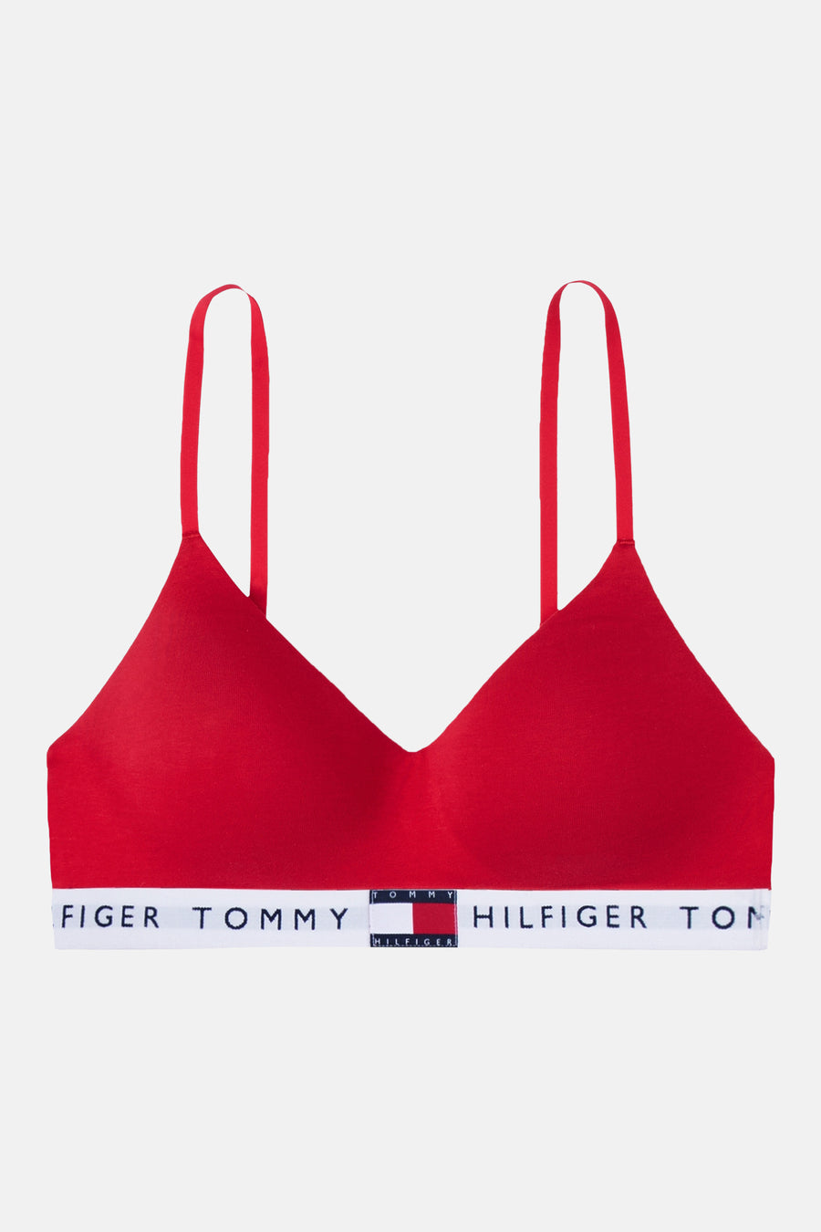 Soutien-gorge rouge de TOMMY JEANS avec bande blanche à imprimé logo.