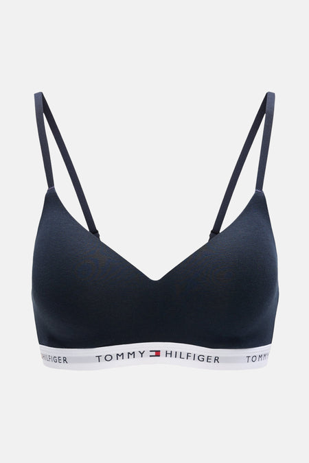 Blauw Tommy Hilfiger-bralette met witte band.
