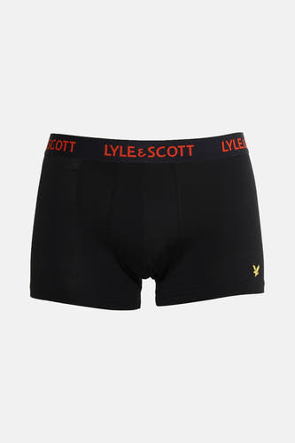 Short de boxers L Lyle & Scott avec une bande logo logo rouge et un logo jaune sur la jambe.