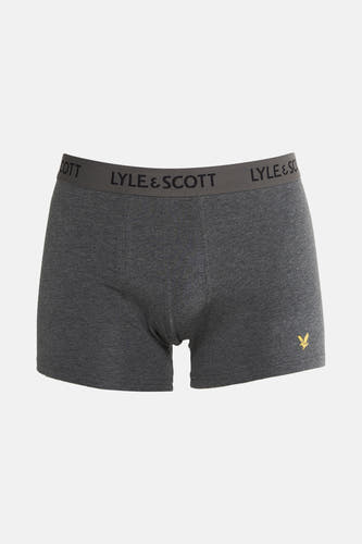 Boxershort gris mélangé de LYLE & SCOTT, avec une ceinture élastique à logo marque et logo en bas.