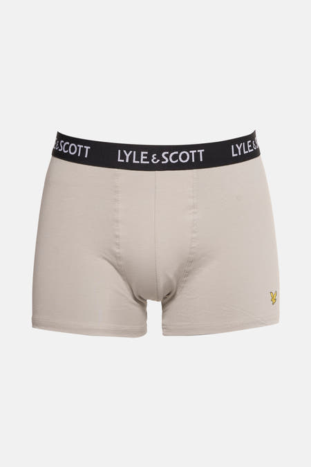 Boxershort beige de Lyle & Scott avec une bande élastique noire à logo.