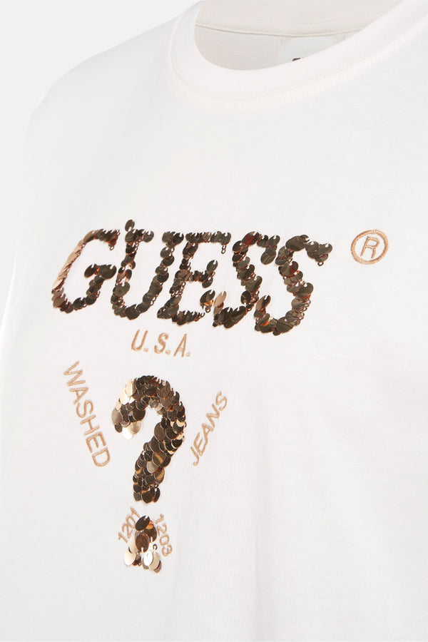 Top uni manche courte Écru - Guess®