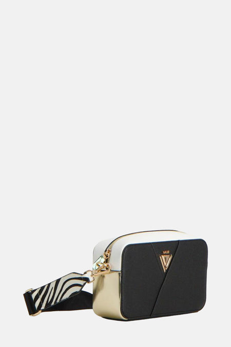 Sac à dos noir de Gaudi Jeans avec un accent doré et une bandoulière imprimée zèbre.