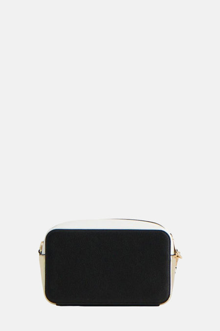 Sac à dos noir de Gaudi Jeans, avec des détails dorés et un accent blanc en haut.