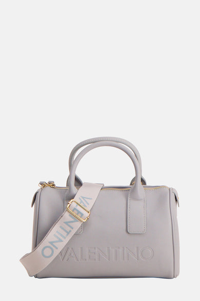 Sac à main bleu de VALENTINO BAGS avec une bandoulière logo logo et des détails dorés.