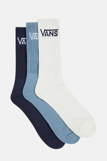 Chaussettes multicolores de VANS "OFF THE WALL", avec impression de logo, en bleu marine, bleu et blanc.