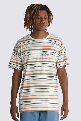 T-shirt multicolore à manches courtes de Vans, avec des rayures horizontales et une poche poitrine.