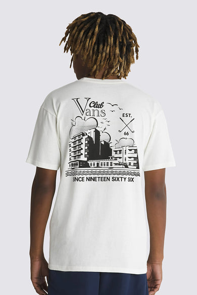 T-shirt écru à manches courtes de VANS "OFF THE WALL", avec une impression sur le dos.