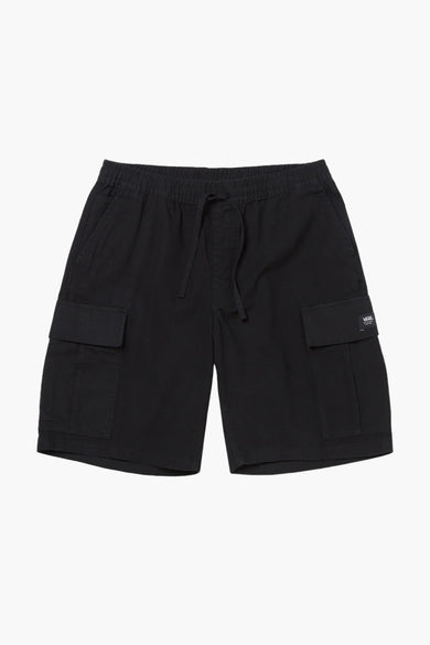 Short noir de Vans avec des poches cargo et une corde à l'ourlet.